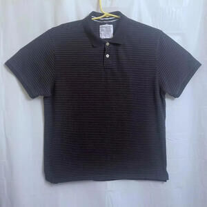 Akademiks Polo Shirt Men's XXXXXL 5XL Black / Grey Striped Short Sleeve